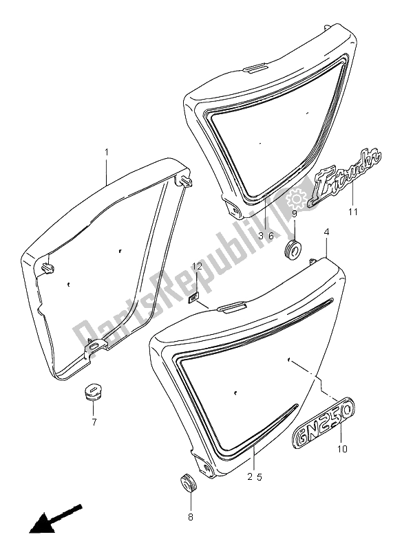Todas las partes para Cubierta De Marco de Suzuki GN 250E 1996