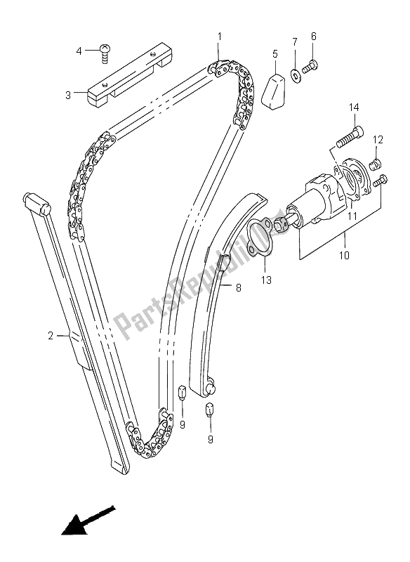 All parts for the Cam Chain of the Suzuki GS 500 2002