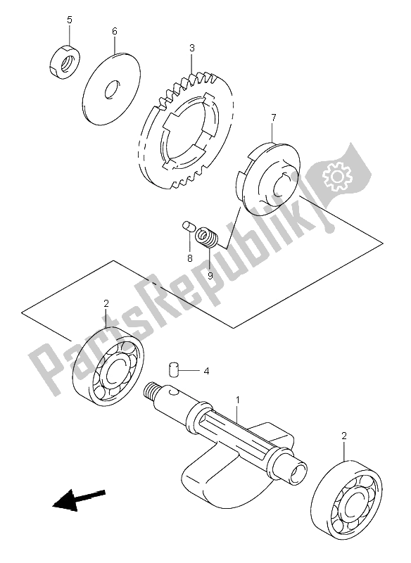 All parts for the Crank Balancer of the Suzuki DR Z 400S 2003