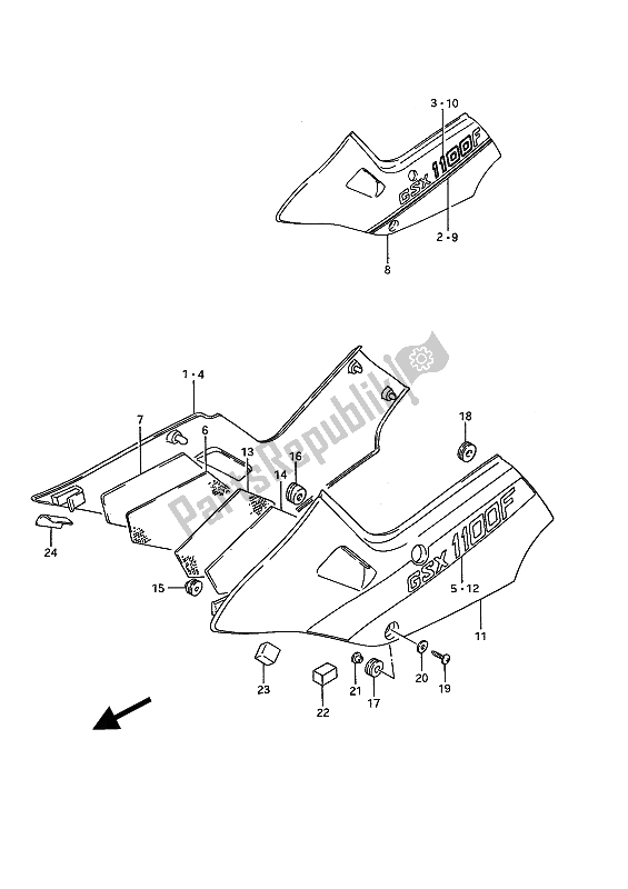 Tutte le parti per il Copertura Del Telaio del Suzuki GSX 1100F 1989