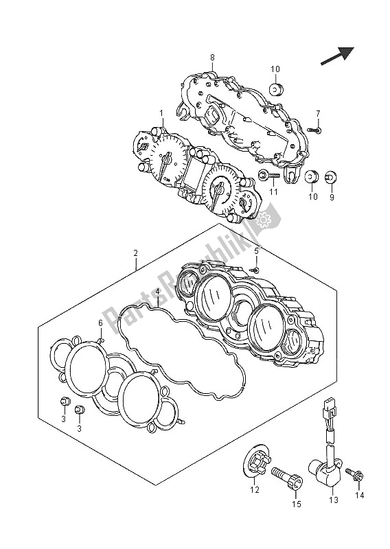 Todas las partes para Velocímetro (gsx1300ra E02) de Suzuki GSX 1300 RA Hayabusa 2016