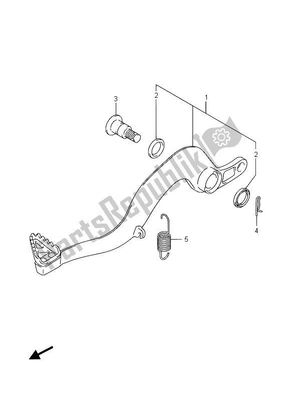 All parts for the Brake Pedal of the Suzuki RMX 450Z 2015