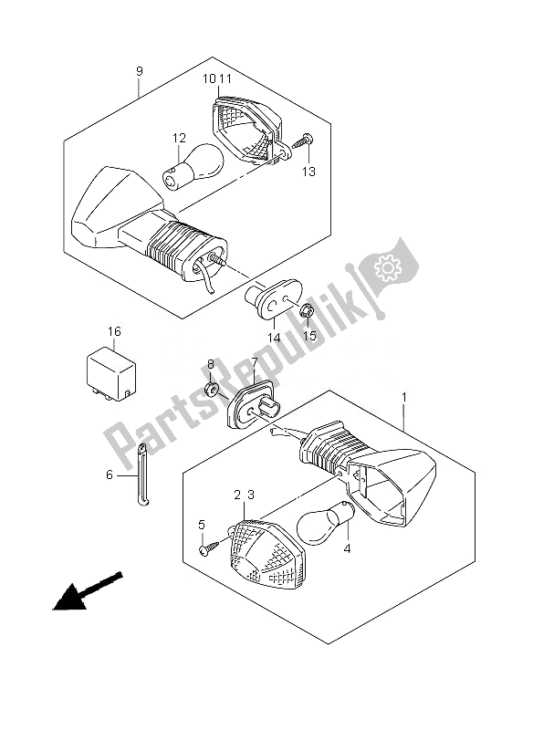 All parts for the Turnsignal Lamp of the Suzuki GSX 650 FA 2010