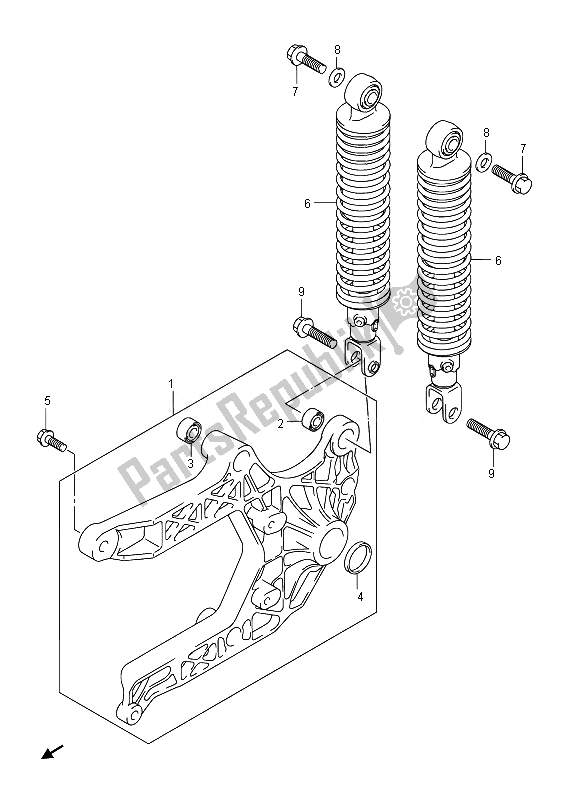 Tutte le parti per il Forcellone Posteriore (uh125a E19) del Suzuki UH 125A Burgman 2014