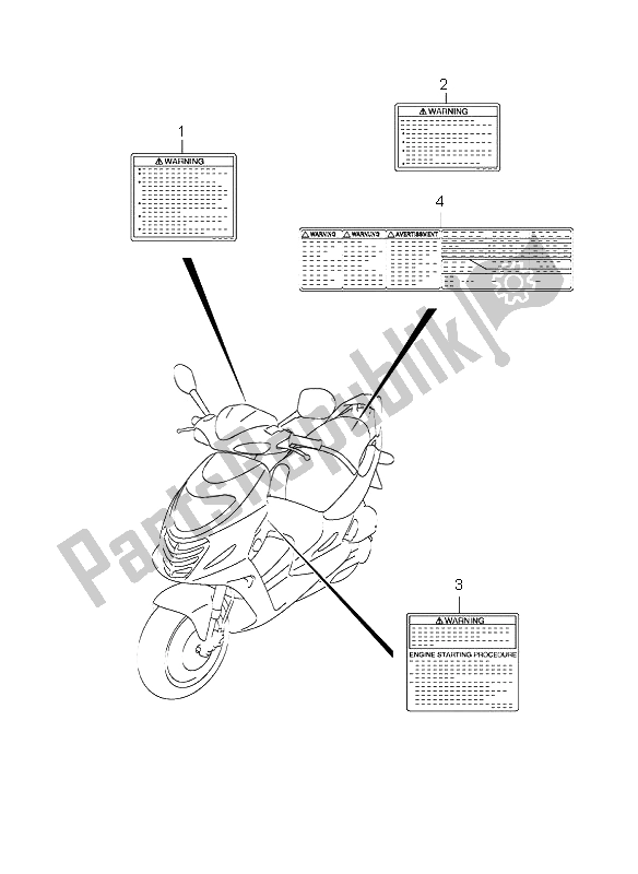 Alle onderdelen voor de Etiket van de Suzuki AY 50A LC Katana 2005