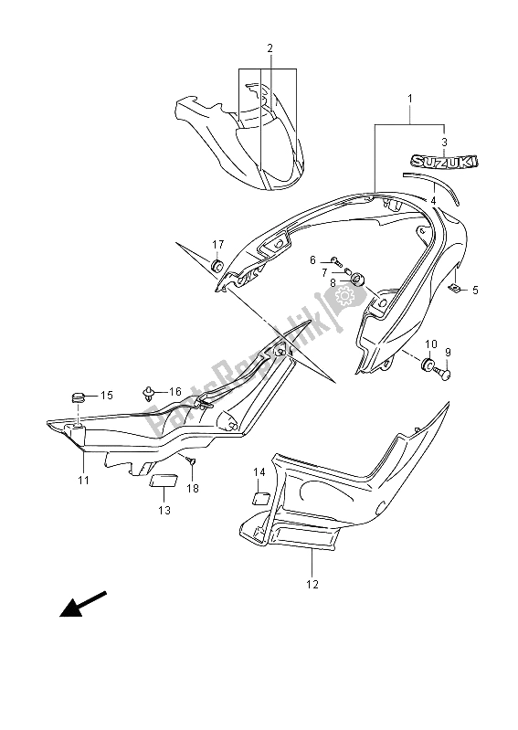 All parts for the Rear Fender (vzr1800z E19) of the Suzuki VZR 1800 NZR M Intruder 2012