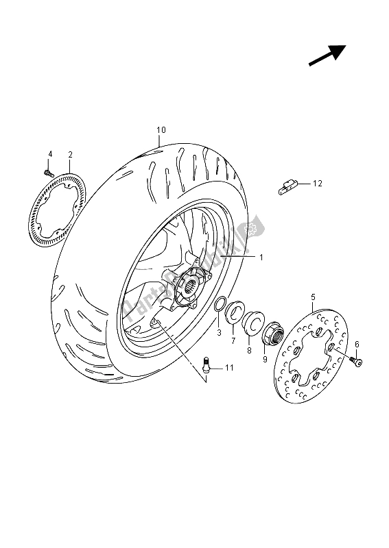 All parts for the Rear Wheel (an400za E19) of the Suzuki Burgman AN 400 AZA 2015