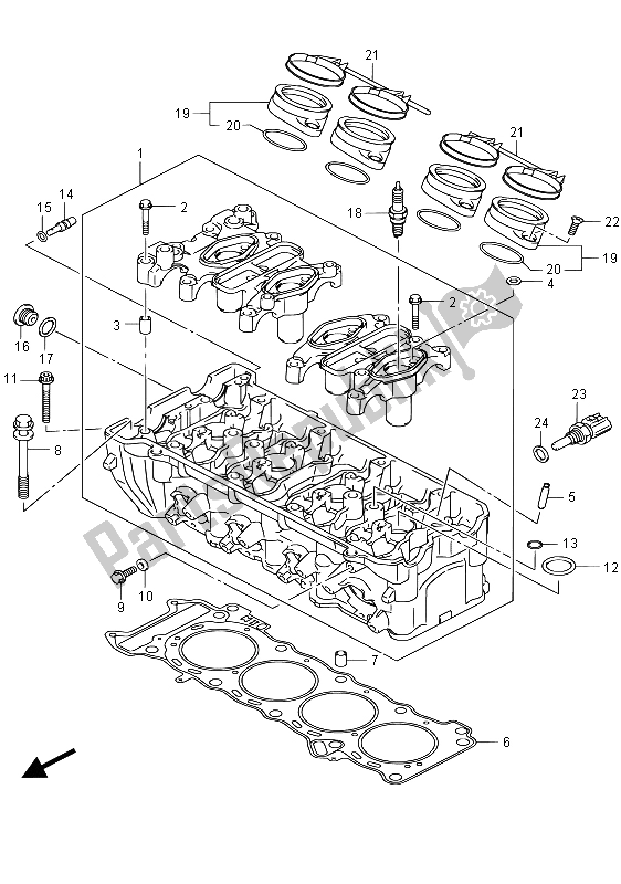 All parts for the Cylinder Head of the Suzuki GSX R 750 2015