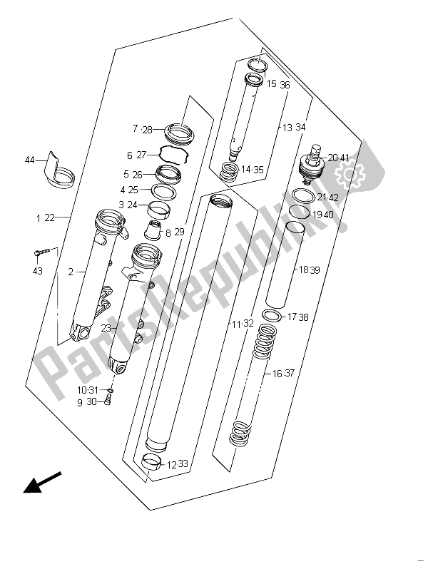 All parts for the Front Fork Damper (gsf650sua) of the Suzuki GSF 650 Sasa Bandit 2011