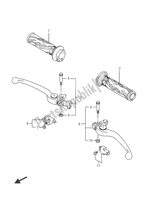Todas las partes para Palanca De La Manija de Suzuki GSX 1300 RA Hayabusa 2016