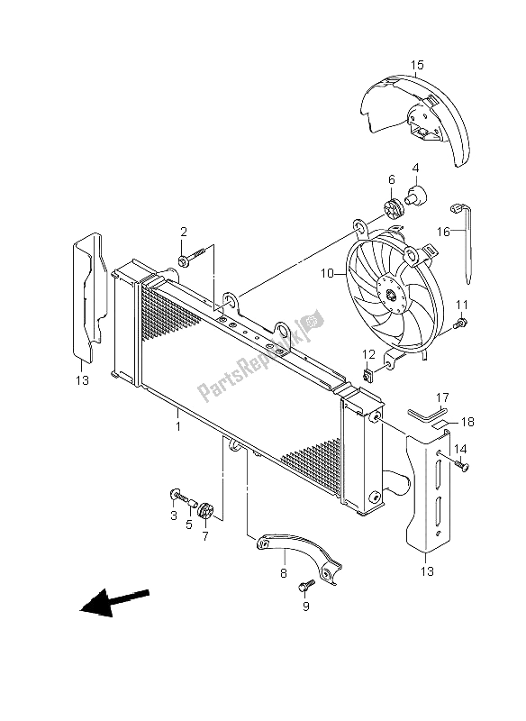 All parts for the Radiator of the Suzuki GSF 1250 Nsnasa Bandit 2008