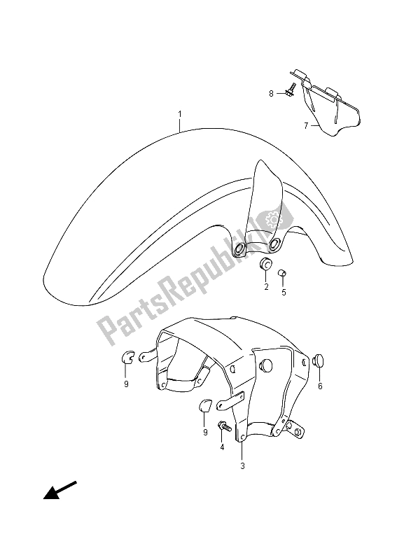 Tutte le parti per il Parafango Anteriore del Suzuki VL 1500 BT Intruder 2015