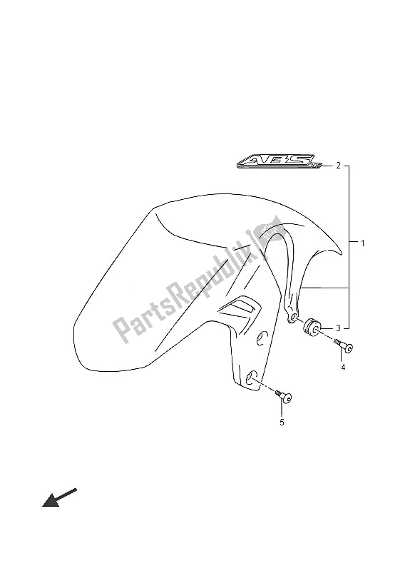 All parts for the Front Fender (gsr750a) of the Suzuki GSR 750A 2016