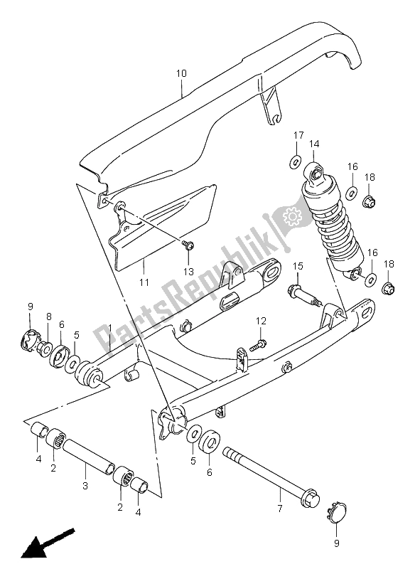 Tutte le parti per il Braccio Oscillante Posteriore del Suzuki LS 650 Savage 2001