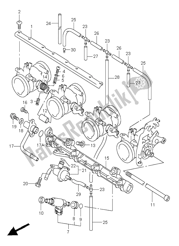 Alle onderdelen voor de Gasklephuizen van de Suzuki GSX R 750 1998