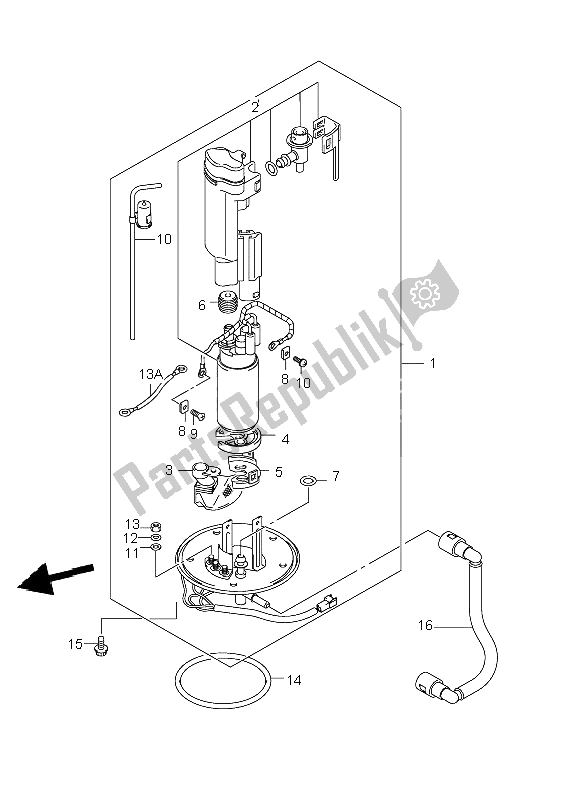 All parts for the Fuel Pump of the Suzuki GSX R 1000 2002