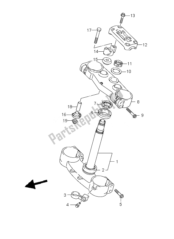 All parts for the Steering Stem of the Suzuki RM Z 250 2007