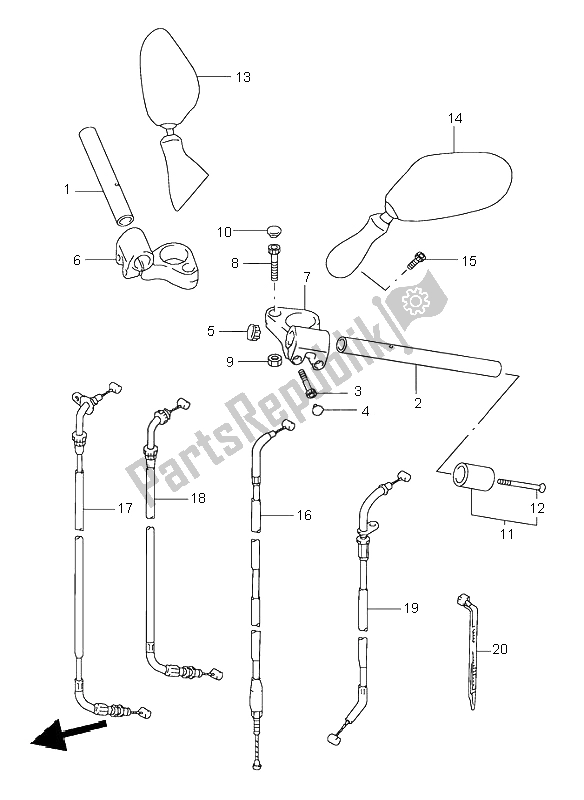 All parts for the Handlebar of the Suzuki GSX 600F 2003