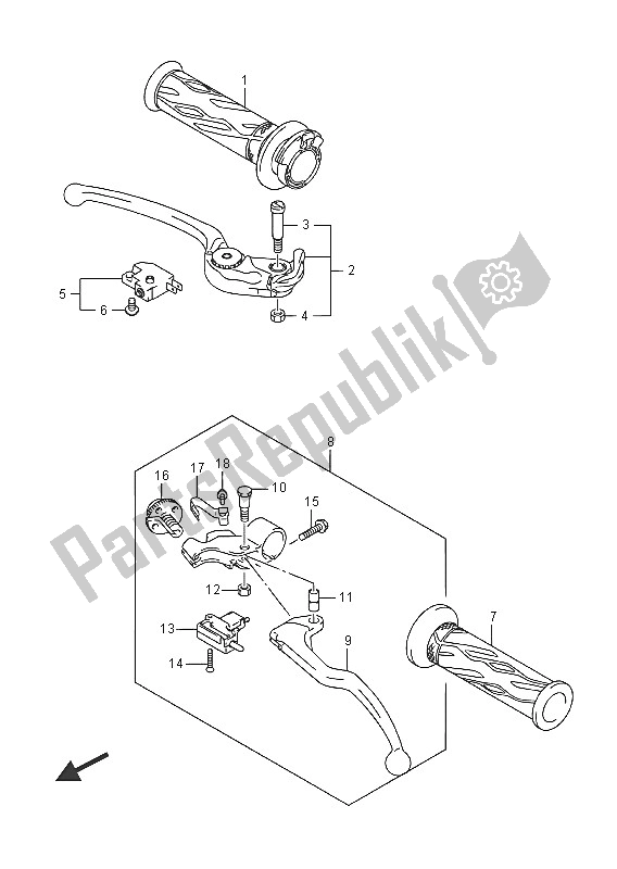 All parts for the Handle Lever of the Suzuki GSX R 1000A 2016