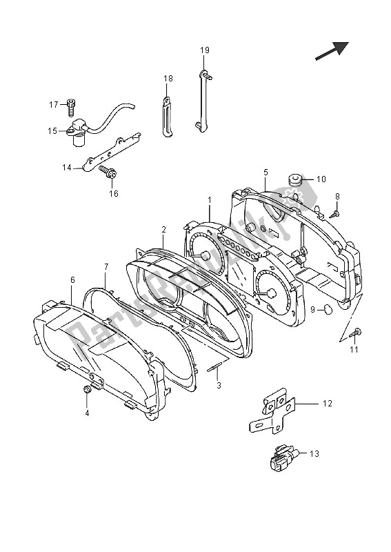 Alle onderdelen voor de Snelheidsmeter (an650 E19) van de Suzuki AN 650Z Burgman Executive 2016