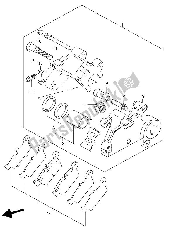 Tutte le parti per il Pinza Posteriore del Suzuki DR Z 400S 2000