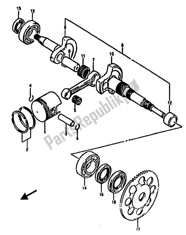 Alle onderdelen voor de Krukas van de Suzuki AH 50 1992