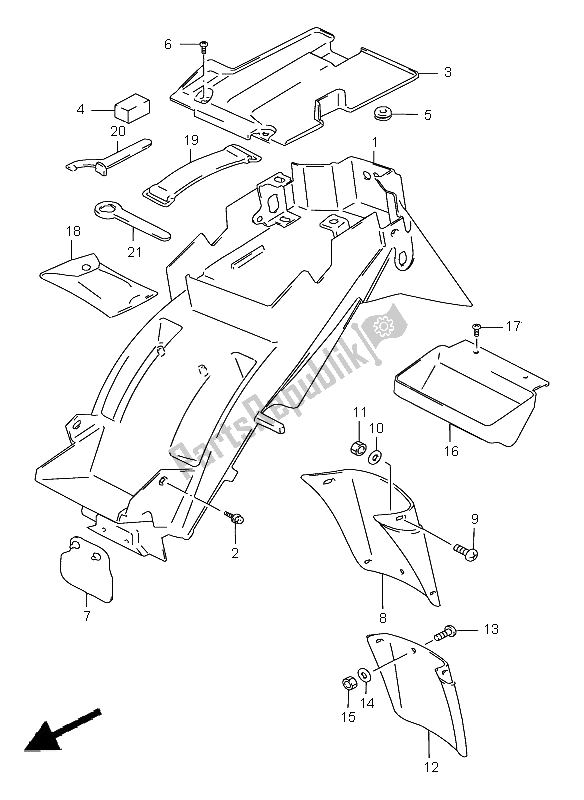 Alle onderdelen voor de Achterspatbord (gsf1200sa) van de Suzuki GSF 1200 Nssa Bandit 2000