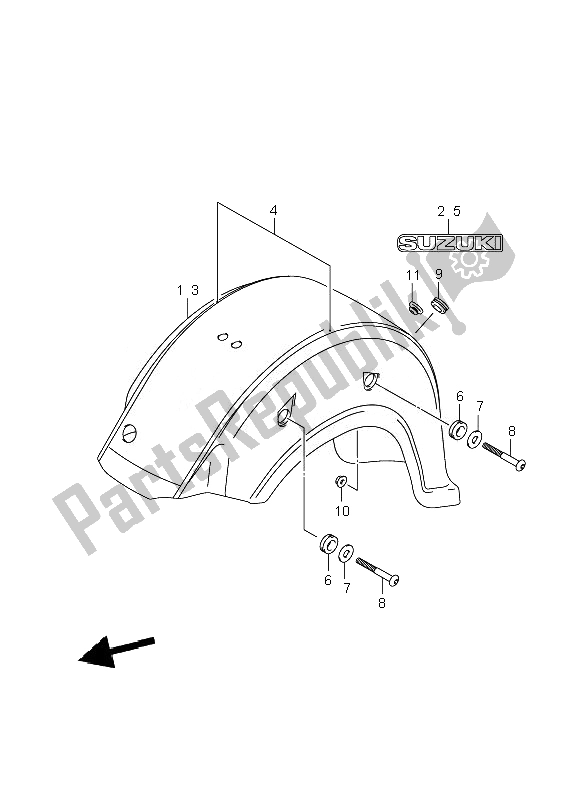 All parts for the Rear Fender of the Suzuki VL 800C Volusia 2007