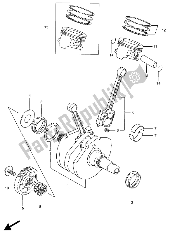 All parts for the Crankshaft of the Suzuki VS 800 GL Intruder 1992