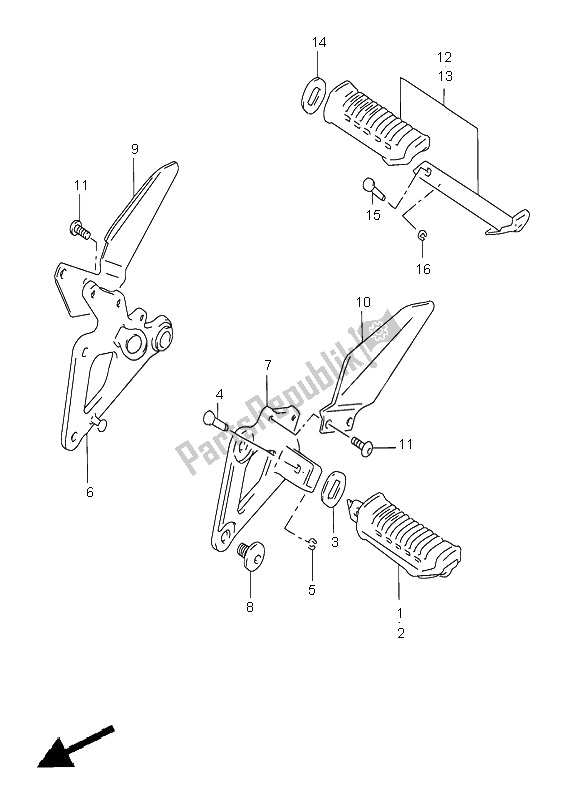 Tutte le parti per il Poggiapiedi del Suzuki GS 500E 1997