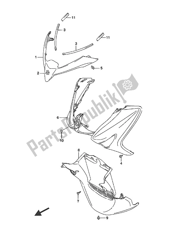 Tutte le parti per il Scudo Anteriore Della Gamba del Suzuki UH 125A Burgman 2016