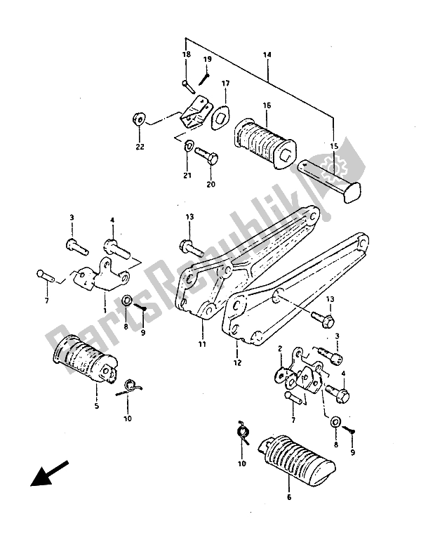 Tutte le parti per il Poggiapiedi del Suzuki GS 450 ES 1987