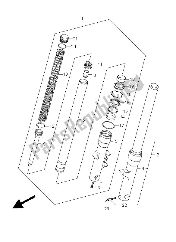 All parts for the Front Damper of the Suzuki C 1800R VLR 1800 2009