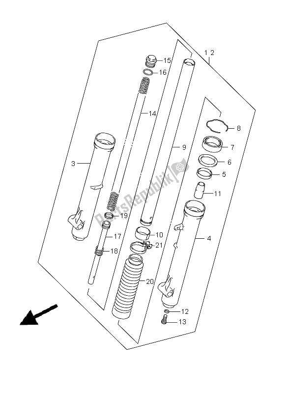 Tutte le parti per il Ammortizzatore Anteriore (sw) del Suzuki DR Z 125 SW LW 2010