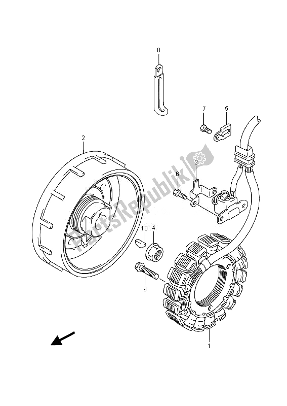 All parts for the Magneto of the Suzuki LT A 400 FZ Kingquad ASI 4X4 2014