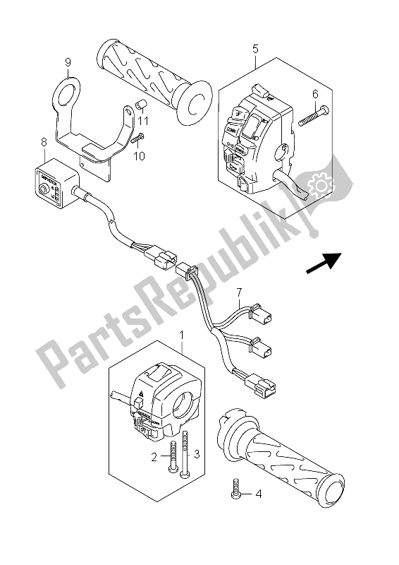 All parts for the Handle Switch (an650a E02) of the Suzuki AN 650A Burgman Executive 2012