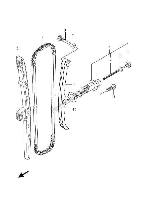 All parts for the Cam Chain of the Suzuki LT F 400F Kingquad FSI 4X4 2015