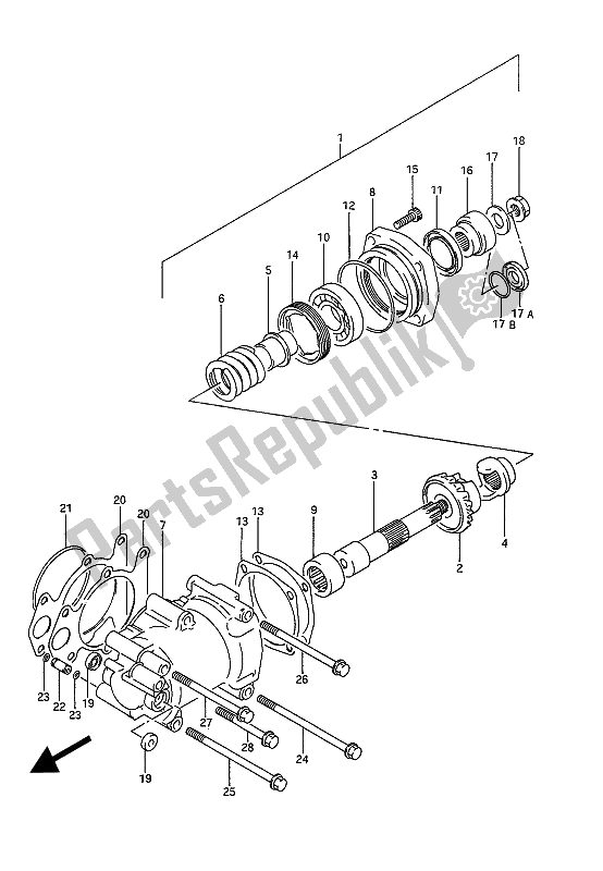 Alle onderdelen voor de Secundaire Aandrijving van de Suzuki GSX 1100G 1991