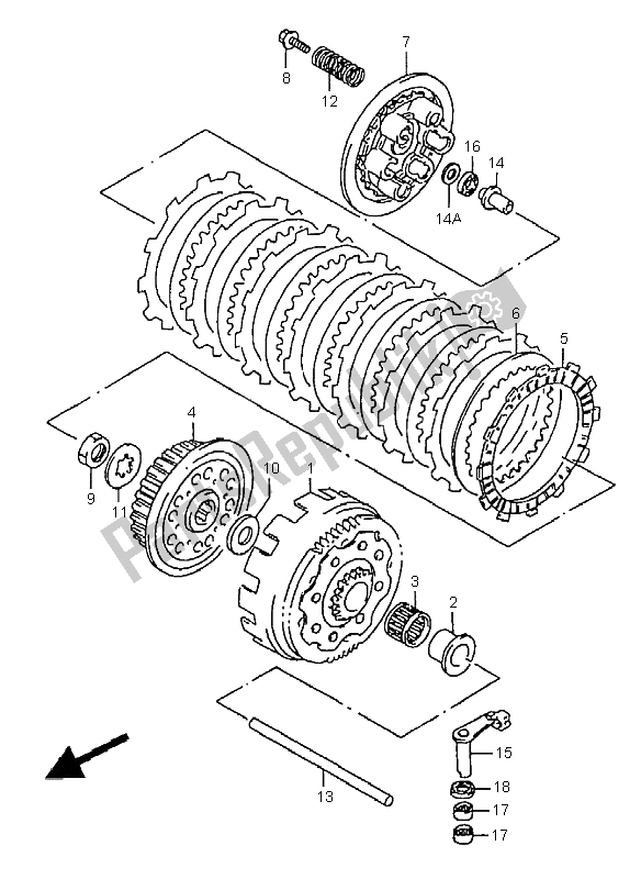 Todas as partes de Embreagem do Suzuki RM 250 1999