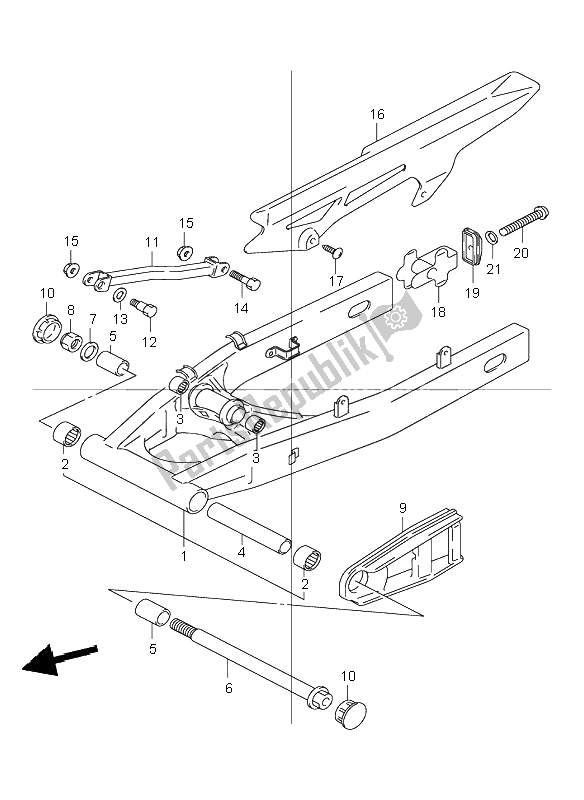 Toutes les pièces pour le Bras Oscillant Arrière du Suzuki GSF 600 NS Bandit 2001