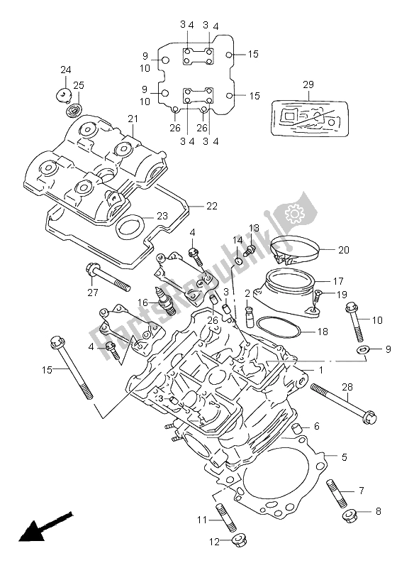 All parts for the Front Cylinder Head of the Suzuki TL 1000S 1998