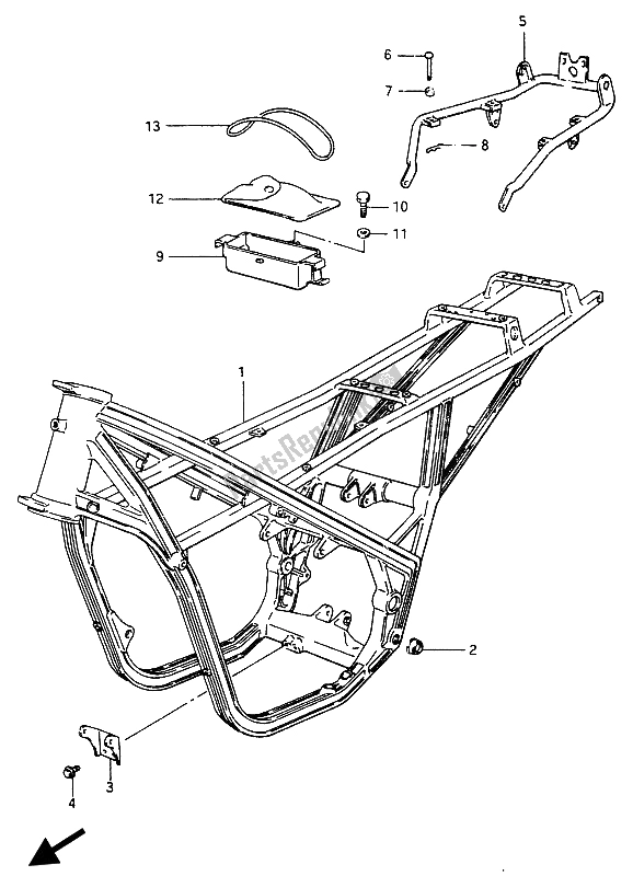 All parts for the Frame of the Suzuki RG 250 Cffc Gamma 1987