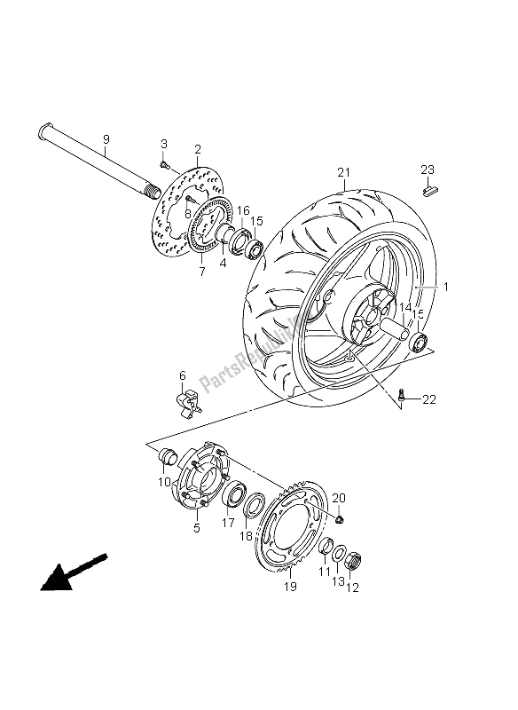 Toutes les pièces pour le Roue Arrière du Suzuki GSX 1250 FA 2011