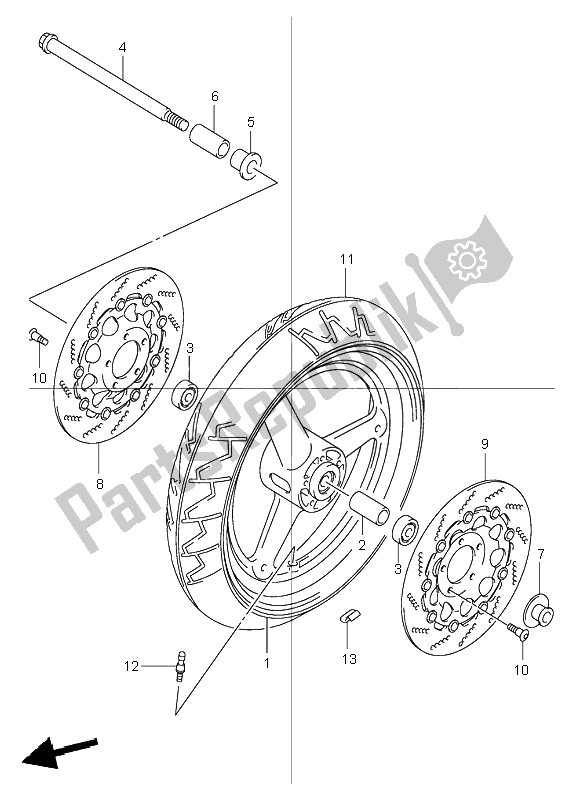 All parts for the Front Wheel of the Suzuki GSF 600 NS Bandit 2000