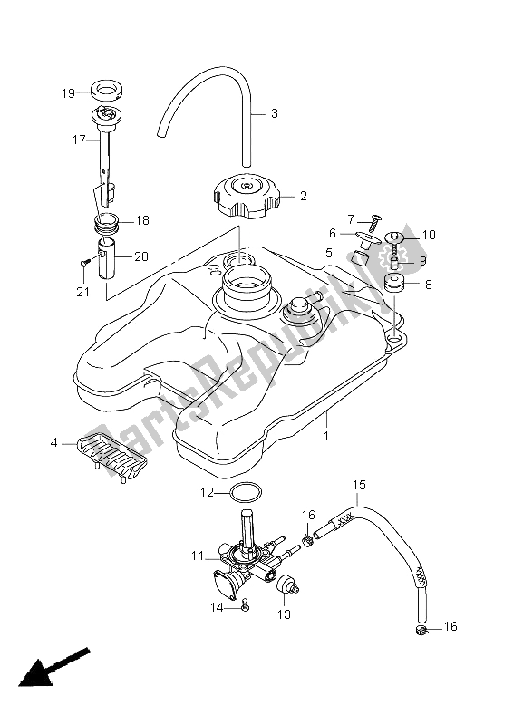 Alle onderdelen voor de Benzinetank van de Suzuki LT Z 400Z Quadsport 2012