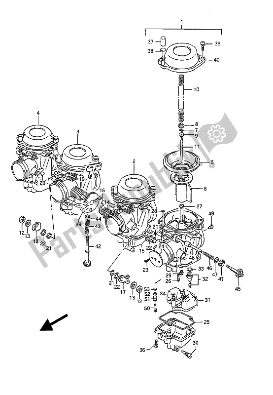 Alle onderdelen voor de Carburator van de Suzuki GSX 1100G 1992