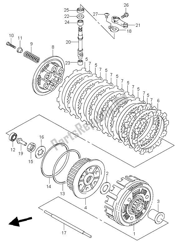 All parts for the Clutch of the Suzuki DR Z 400S 2002