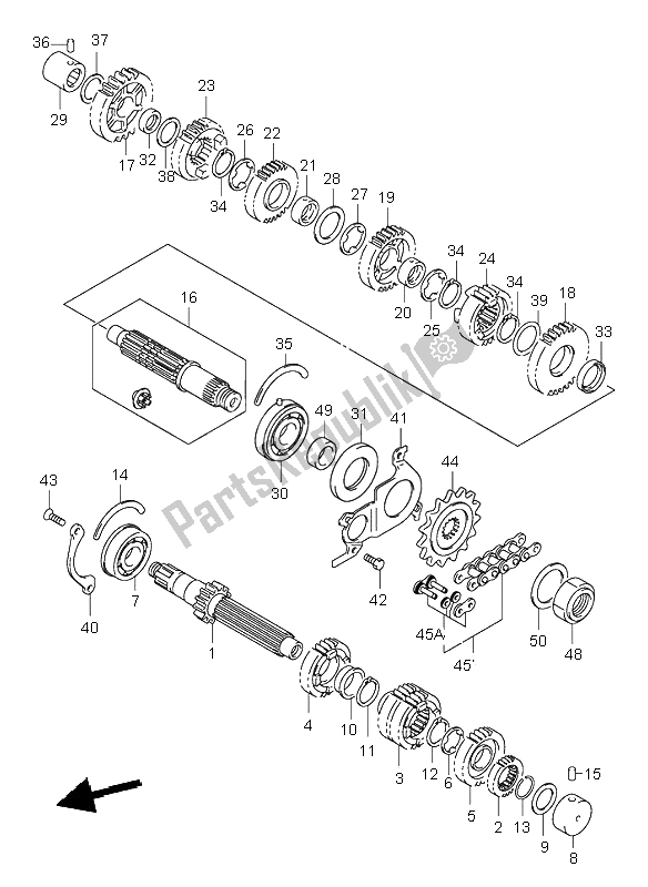 All parts for the Transmission of the Suzuki GSF 600 NS Bandit 2003