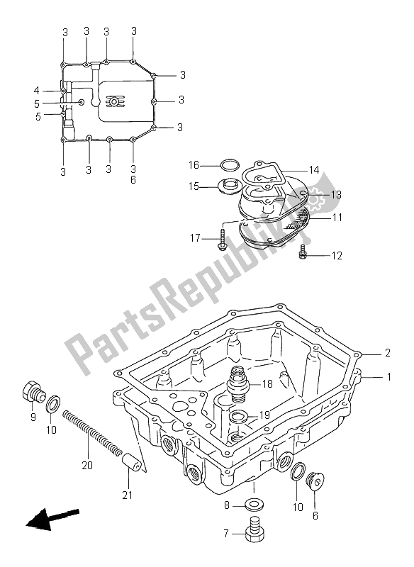 Alle onderdelen voor de Olie Pan van de Suzuki GSX 750F 1996