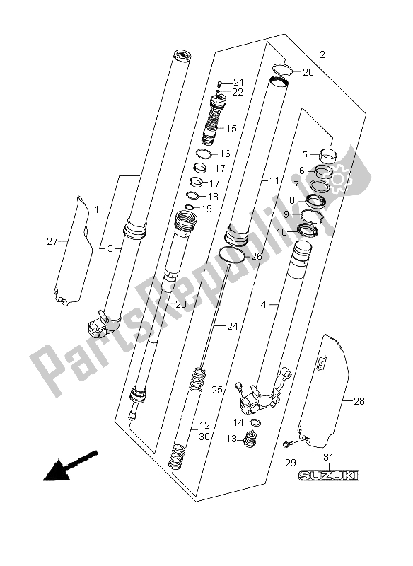 Tutte le parti per il Ammortizzatore Anteriore del Suzuki RM Z 450 2008